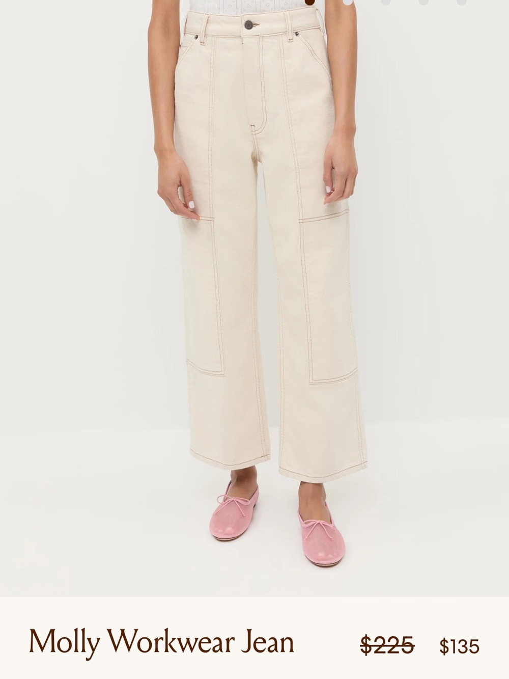 Loeffler Randall Women’s Light Beige Straight-Leg Molly Workwear Jean